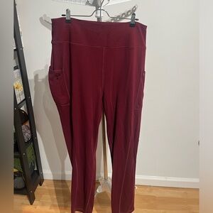 Jaanuu High Waisted Yoga Scrub Pants in Wine